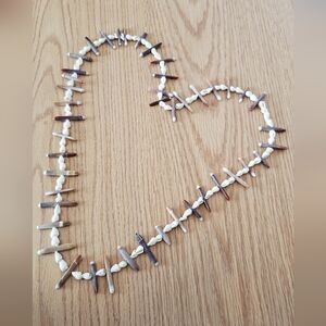 Vintage Hawaiian Sea Urchin Spine Necklace 36" Long Slate Pencil Shell Lei 1970s